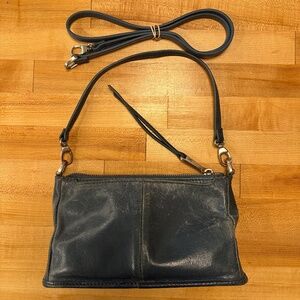 HOBO Cadence denim blue leather cross body / wristlet w/convertible straps